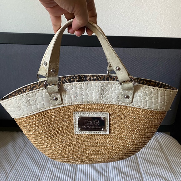 D&G Straw and Cream Leather Shoulder Tote main image 5